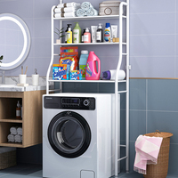 Étagère de rangement métallique pour toilettes et douche, organisateur noir et blanc