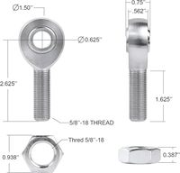 1/2 X 1/2-20  Kit Ujung Batang Sambungan Heim Chromoly Tugas Berat Ulir Kanan/Kiri Adaptor Batang Kemudi & Mur Pengunci