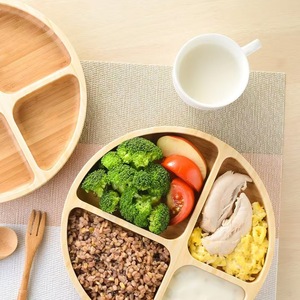 Plateau de service en bois, couleur bois naturel, 4 compartiments, pour la préparation des repas et l'usage domestique - Product Image 2