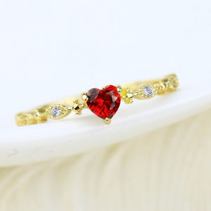 Anillos Delicados con Forma de Corazón Chapados en Oro para Mujer, Joyería de Boda - Product Image 1