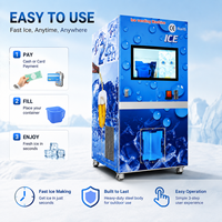 Máquina Expendedora de Hielo Automática, Máquina de Hielo de Autoservicio 24 Horas con Sistema de Embolsado para Gasolineras y Negocios de Playa
