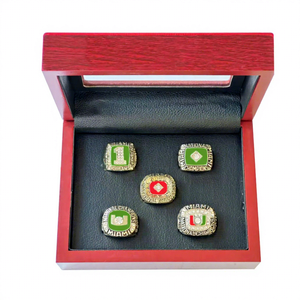 ヴィンテージ <span class=keywords><strong>NCAA</strong></span> マイアミ・ハリケーンズ チャンピオンシップリング 5点セット 金メッキ - Product Image 2