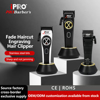 Cortadora de Pelo Profesional IPRO, Motor Magnético Vectorial de 11500 RPM, Base de Carga USB, Máquina de Afeitar, Potente Cortadora de Pelo
