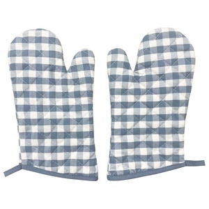 Hot Sale French Blue Check <b>Oven</b> <b>Mitts</b> Heat Resistant Non-Slip Food Grade Kitchen Cooking <b>Oven</b> <b>Mitts</b> - Product Image 4