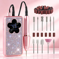 Machine à ongles électrique portable rechargeable avec strass, affichage LED en forme de fleur, pour salon et usage domestique