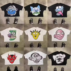 Haute qualité Boxy recadrée t-shirts 100% coton Y2K imprimé graphique t-shirts Streetwear luxe hommes T-Shirts - Product Image 4