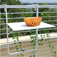 Table de pont suspendue pliante pour balcon Table de service en fer forgé Hauteur réglable Convient pour patio, jardin et terrasse