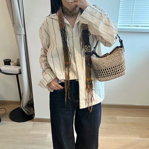 Borsa a Spalla/Ascella Artigianale in PU Lavorata a Maglia Uncinetto 2026 Nuova Collezione Primavera Estate Stile Retrò Effetto Paglia in Poliestere da Donna di Nicchia - Product Image 4