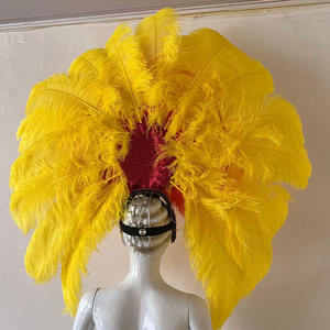 Coiffe de plumes jaune et rouge de <span class=keywords><strong>samba</strong></span> brésilienne faite à la main pour la performance de costume de défilé de carnaval de dames - Product Image 4