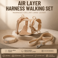Kit de promenade personnalisé pour animaux de compagnie en tissu réglable avec harnais de poitrine rembourré, collier et longue laisse pour chien – Accessoires d'extérieur sur commande