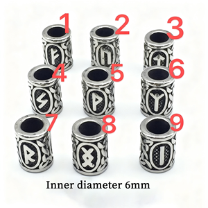 Cuentas de rastas con letras, cuentas de barba, cuentas de posicionamiento de acero inoxidable Retro-Accesorios de joyería DIY - Product Image 5