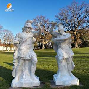 Exquisita decoración de jardín soldado escultura estatua de guerrero de mármol blanco a la venta - Product Image 5