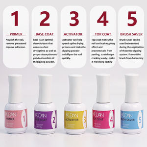 Kudan 15ml <strong>Starter</strong> <strong>Kit</strong> for <strong>Acrylic</strong> <strong>Nail</strong> Dipping System Liquid with Base Coat Top Coat Including Activator Primer - Product Image 6