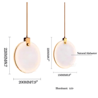 Lustre suspendu en albâtre naturel espagnol, entièrement en cuivre, de luxe, pour salle à manger, style moderne minimaliste, pour restaurant, LED