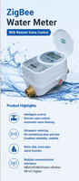 Compteur d'eau ultrasonique Tuya Zigbee avec vanne, application Smart Life, design moderne, écran LCD, DN20 DN25, batterie intégrée, pour la maison