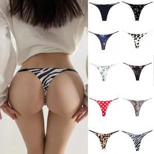 Nouvelle culotte sexy en forme de T, double couche, fines bretelles, string, fitness, taille basse, bikini sans couture en tissu Dobby pour femme - Product Image 1