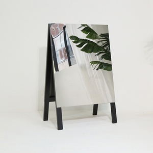 Portable Outside <b>Mirrored</b> Stainless Steel A-frame Double-sided Folding a Frame Sidewalk Sign Stand Sandwich Board - Product Image 6
