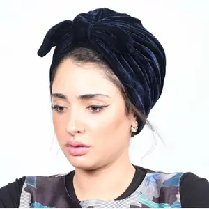 Nuovo arrivo fiocco capelli avvolgere cappello da notte velluto musulmano foulard turbante cappello chemio cofano per le donne