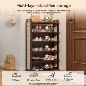 Zapatero Vertical ajustable de madera maciza moderno de lujo ligero 6 estantes diseño de esquina patentado que ahorra espacio para puerta delantera estrecha - Product Image 2