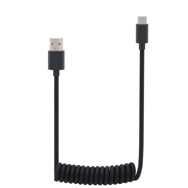 Coiled USB C to USB 2.0 a Male 3A Charging Cable for Car