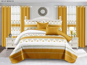 Set seprai Multi-Pin mewah ringan 9 buah seprai cetak bordir lembut selimut tirai poliester King/Queen untuk penggunaan rumah