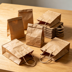 Sac en papier kraft biodégradable et écologique avec poignée torsadée pour l'emballage de boissons dans les cafés et salons de thé - Product Image 4