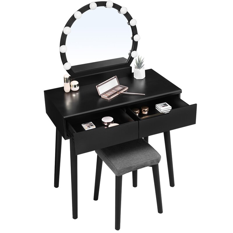 wholesale makeup vanity table with bulb lights and chair set