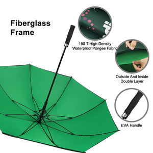 Parapluie de golf double couche de luxe en fibre de verre personnalisé 135 cm avec auvent imperméable pour une protection contre le vent fort, publicité - Product Image 3