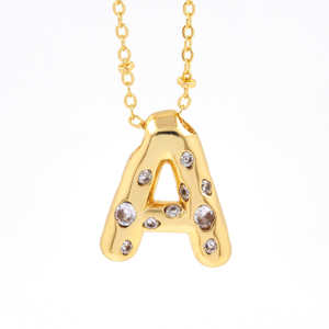 26字母项链饰品女A ~ Z首字母个性化定制泡泡字母名称锆石魅力吊坠项链饰品男 - Product Image 3