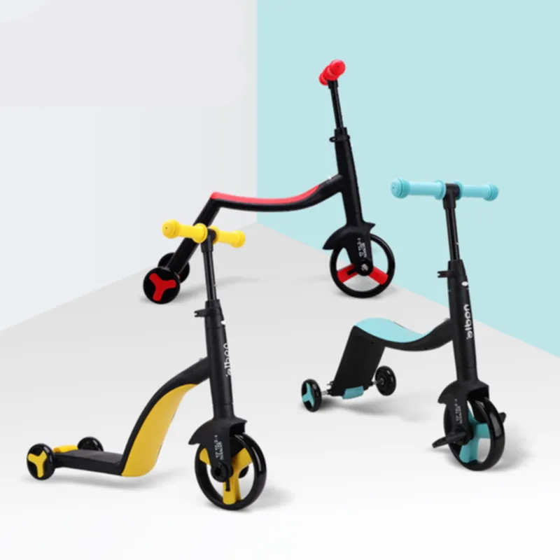 Aji di alta qualità 3 In 1 pieghevole portatile di sicurezza multicolore a tre ruote Scooter per bambini Balance Kick Scooter, Scooter a piedi