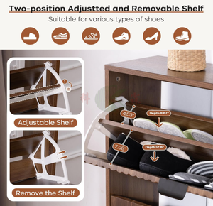 <span class=keywords><strong>Scarpiera</strong></span> Moderna in Legno Resistente <span class=keywords><strong>con</strong></span> Cuscino e Cassetto, a 2 Livelli, Ecologica e Salvaspazio per Soggiorno - Product Image 5