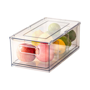 Refrigerator <b>Storage</b> Boxes Food Grade <b>Plastic</b> With Handle For Fridge Organizer Rectangle Shape - Product Image 5
