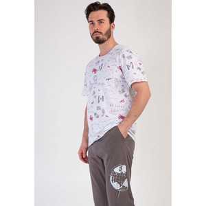 Conjunto de Camiseta de Manga Corta y Pantalones Capri para Hombre, con Bolsillos, Cuello Redondo, Transpirable, Estampado Veraniego - Product Image 6