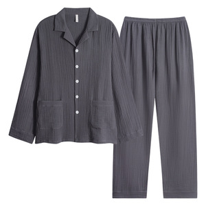 Custom <b>Men</b> <b>Robes</b> Set Sleepwear for Hotel Home Lounge Night Wear OEM Logo Print Wholesale Factory Direct Soft Double-layer Gauze - Product Image 5