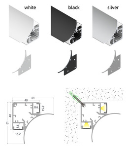 Bande lumineuse <span class=keywords><strong>LED</strong></span> Flexible de haute qualité, aluminium, <span class=keywords><strong>Angle</strong></span> de lumière, boitier de dissipateur thermique, canal d'extrusion, Profil en aluminium - Product Image 1