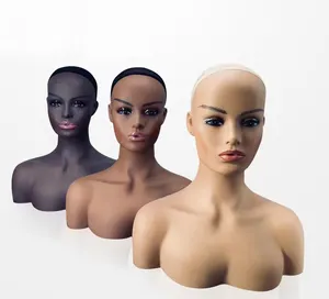 Maneken kepala wanita, plastik tahan lama dewasa kulit PVC realistis kepala manekin