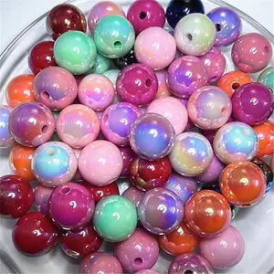 New style 16 mm DIY polychromatic perforated acrylic round beads acrylic beads for jewelry making