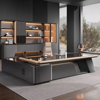 Scrivania in Legno di Lusso Moderna Personalizzata di Alta Qualità, Estensibile, Arredamento per Ufficio, per Casa o Dirigenti, Manager, CEO
