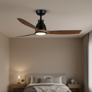 Ventilateur de plafond LED moderne de 52 pouces avec finition noire pour usage domestique, montage encastré, 3 pales, télécommande, moteur AC - Product Image 2