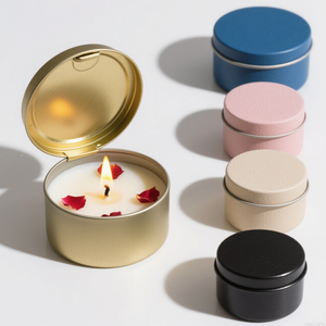 Customize Size <b>Tin</b> Cans for <b>Candles</b> with Lid Factory Custom Logo <b>Tin</b> Box Matte Black Containers Metal <b>Candle</b> <b>Tins</b> - Product Image 2