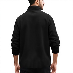 Chaqueta Ligera de Forro Polar para Hombre, Color Negro, Cuello Alto, Cierre de Cremallera, Corte Regular Informal, para Otoño, 100% Poliéster Tejido, Color Sólido - Product Image 3