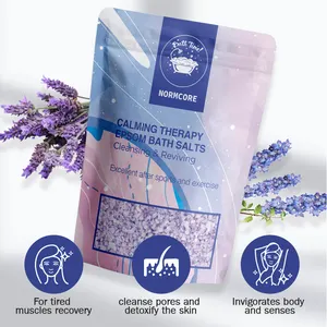 Toptan özel etiket özel Spa banyosu isıtıcısı doğal organik OEM pembe deniz tuzu çanta Relax şifa detoks kristal Epsom banyo tuz