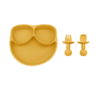 Assiette pour bébé écologique en gros avec ensemble de couverts, logo personnalisé, usine, silicone de qualité alimentaire, assiette d'alimentation pour enfants sans BPA