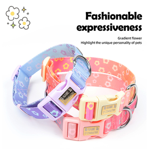 Recycled Eco Friendly Nylon <strong>Dog</strong> <strong>Collar</strong> Rainbow Bright Colors Adjustable Pet <strong>Collar</strong> Leash Set 3 Colors in Stock - Product Image 4