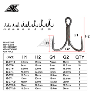 <span class=keywords><strong>Hameçons</strong></span> à triple pointe JK en acier à haute teneur en carbone, 3 fois plus résistants, pliés, ultra-pointus, pour la pêche en mer, en lac, en rivière et en ruisseau - Product Image 2