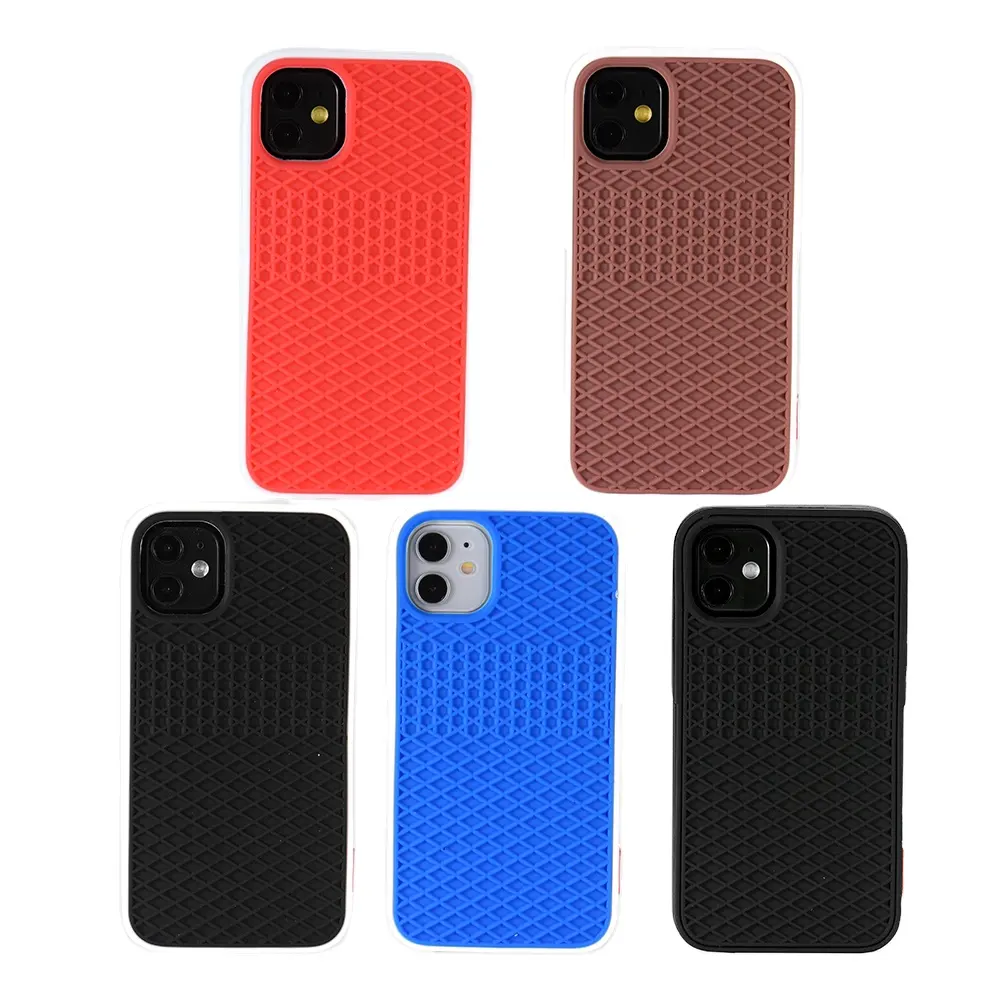 Schokbestendige Telefoonhoes Siliconen Zachte Hoes Zool Wafel Beschermhoes Voor Iphone 12 11 Pro Max