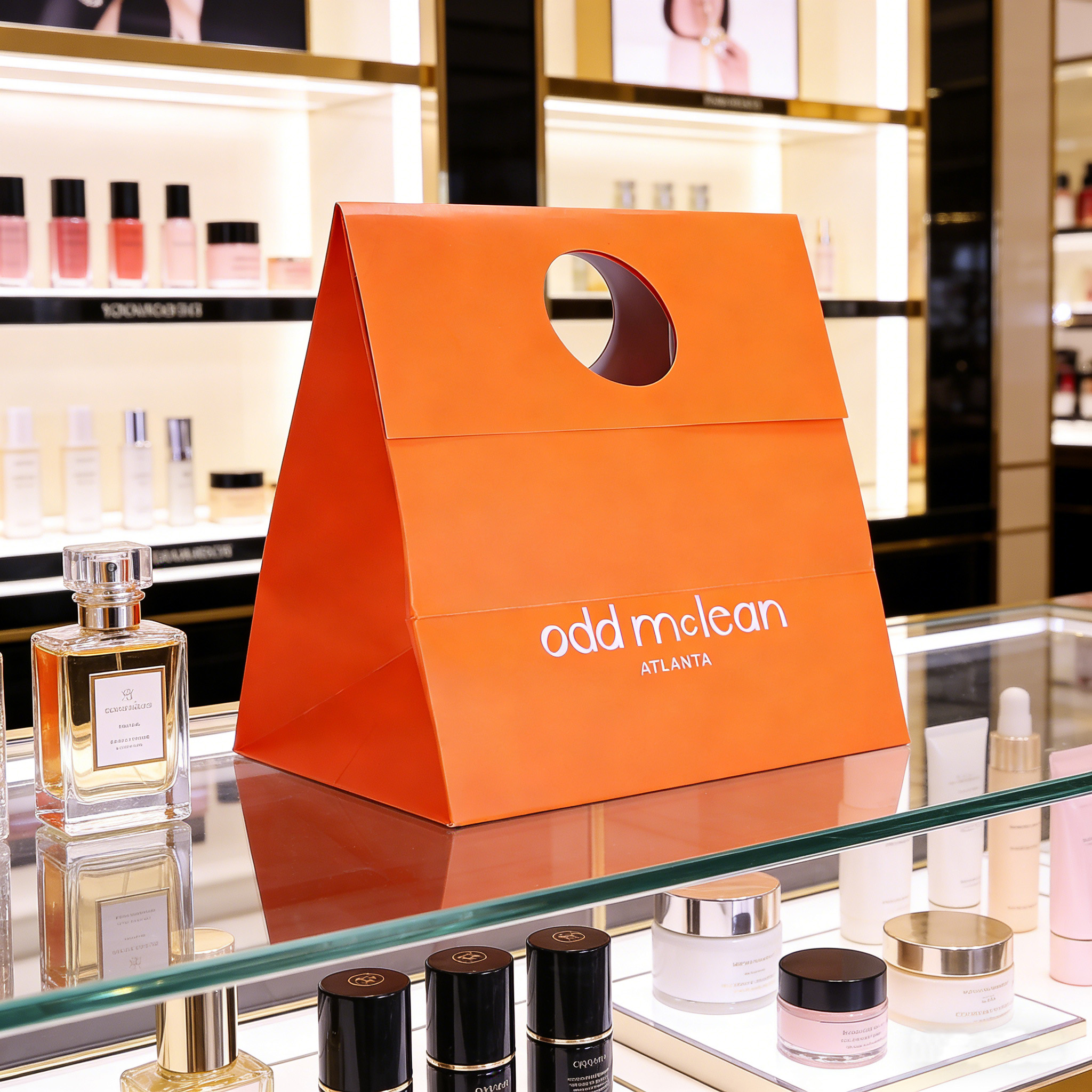Luxury Boutique Retail Shopping Custom Printed Cosmetic Packaging Perfume Lotion Makeup Lipstick Wigs Paper Packaging Bags