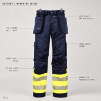 Celana Kerja Anti Api FR dengan Pita Reflektif Tersegmentasi Hi Vis dan Banyak Kantong untuk Pertambangan Minyak dan Gas