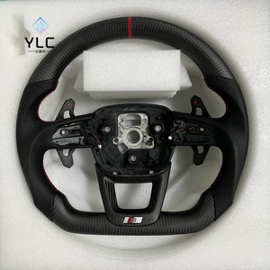 Volante de cuero perforado negro personalizado YLC para Audis <span class=keywords><strong>A6</strong></span> A3 A4 A5 Q5 RS3 RS7 Q7 C6 C8 A8 S6 S7 B8 B8.5 B9 S3 S4 S5 - Product Image 1