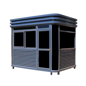 Steel <b>Security</b> Booth With Curved Design Black Outdoor Guard House For Parking <b>Equipment</b> - Product Image 5